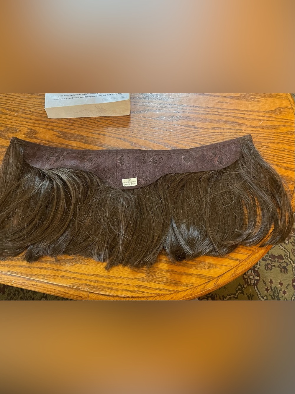 Vintage "Hat Hair" Halo Wig Headband • 100% Japanese Modacrylic Fiber • Brunette